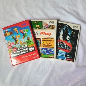Nintendo Wii Games Bundle New Super Mario Bros, Wii Play, Dance Dance Revolution